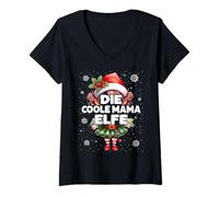 Femme Coole Mama Elfe Noël Elfes & Elfes de Noël T-Shirt avec Col en V