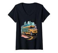 Femme Coordinateur du Chaos matinal, Illustration Humoristique d'u T-Shirt avec Col en V