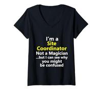 Femme Coordinateur du site Area Construction Manager Emploi Leader de carrière T-Shirt avec Col en V