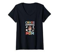 Femme Coordinatrice du Chaos Mom Funny Mom Life T-Shirt avec Col en V