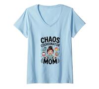 Femme Coordinatrice du Chaos Mom Funny Mom Life T-Shirt avec Col en V