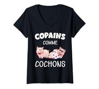 Femme Copains comme cochon Mon Meilleur Pote Ami Super Cadeau T-Shirt avec Col en V