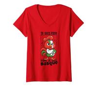 Femme Coq Basque Râleur idée Cadeau Couleurs Feria du Sud-Ouest T-Shirt avec Col en V