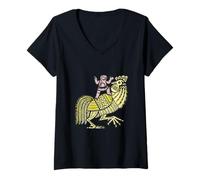 Femme Coq rétro Pop Art avec Figurine Ben-Day Dot T-Shirt avec Col en V