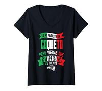 Femme Coqueto, eres Un tazo Dorado, Borracho Humor Fiesta Mexicans T-Shirt avec Col en V