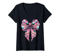 Femme Coquette Bow Disc Golf Golfeur Panier de Golfeur Fille Maman T-Shirt avec Col en V