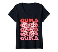 Femme Coquette Bow Ouma Nom Esthétique Femme Fête des Mères Design T-Shirt avec Col en V