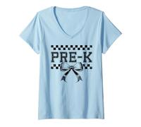 Femme Coquette Bow Pre K Teacher Women Team Preppy Girly Girl T-Shirt avec Col en V