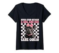 Femme Coquette Chien Corso Never Stand Between A Girl and Her Cane T-Shirt avec Col en V