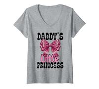 Femme Coquette Daddy's Little Princess avec nœud imprimé léopard Rose T-Shirt avec Col en V