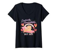 Femme Coquette de chat émotionnellement détachée mais chaude T-Shirt avec Col en V