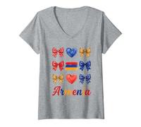 Femme Coquette Drapeau Arménie Fille Arménienne T-Shirt avec Col en V