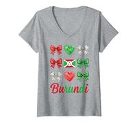 Femme Coquette Drapeau Burundi Fille Burundaise T-Shirt avec Col en V