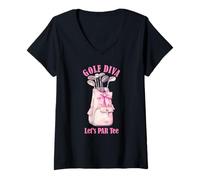 Femme Coquette Golf Diva Funny Let's par Tee Golfing Queen T-Shirt avec Col en V