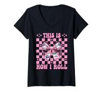 Femme Coquette « This is How I Roll » - Joueuse de Pierre à friser T-Shirt avec Col en V