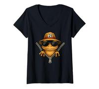 Femme Coqui Frog Chapeau de Soleil 21 Drapeau Porto Rico Taino Boricua T-Shirt avec Col en V