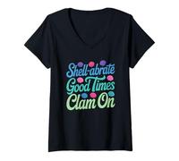 Femme Coquille abrate Good Times Clam on Summer Shell Collecting T-Shirt avec Col en V