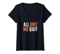 Femme Corail Color All Grit - No Quit Coral Graphic T-Shirt avec Col en V