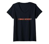 Femme Coral Color I Was Good It Coral Graphic T-Shirt avec Col en V
