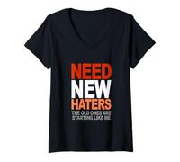 Femme Coral Color New Haters Needed Coral Graphic T-Shirt avec Col en V