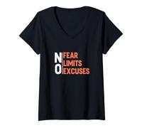 Femme Coral Color No Excuses-Fear-Limits Coral Graphic T-Shirt avec Col en V