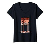 Femme Coral Color Say Less Drip More Coral Graphic T-Shirt avec Col en V