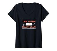 Femme Coral Color The Game is Heartless Coral Graphic T-Shirt avec Col en V
