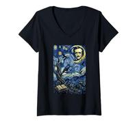 Femme Corbeau Edgar Allan Poe T-Shirt avec Col en V