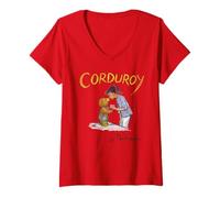 Femme Corduroy Classic Book Cover Vintage Style Children's Book T-Shirt avec Col en V