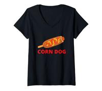 Femme Corn Dog Street Food T-Shirt avec Col en V
