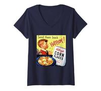 Femme Corn Flakes Céréales pour petit déjeuner T-Shirt avec Col en V
