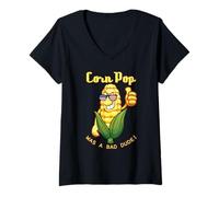 Femme Corn Pop était Un méchant mème Politique électoral Amusant T-Shirt avec Col en V