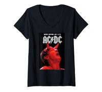 Femme Cornes de Diable AC/DC pour lèvre supérieure Rigide T-Shirt avec Col en V
