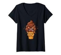 Femme Cornet de crème glacée en colère T-Shirt avec Col en V