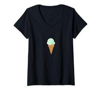 Femme Cornet de glace - Pistacchio / menthe - Design estival T-Shirt avec Col en V