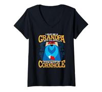 Femme Cornhole Grandpa Chemise Kick Your Butt at Cornhole T-Shirt avec Col en V