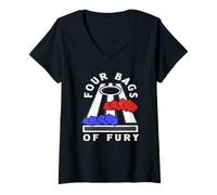 Femme Cornhole Player Four Bags of Fury Fun T-Shirt avec Col en V