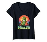 Femme Cornichon Dilluminati Dilluminati Funny Eye All Seeing Eye Dilluminati T-Shirt avec Col en V