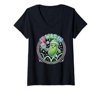 Femme Cornichon Mignon Kawaii It Was in Funny Pickleball Player Dispute T-Shirt avec Col en V