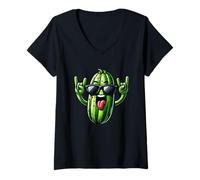 Femme Cornichons amateurs de concombres drôle de concombre T-Shirt avec Col en V