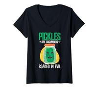 Femme Cornichons En Conserve T-Shirt avec Col en V
