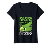 Femme Cornichons En Conserve T-Shirt avec Col en V