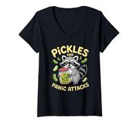 Femme Cornichons et attaques de panique drôle de raton laveur T-Shirt avec Col en V
