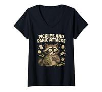Femme Cornichons et attaques de panique drôle de raton laveur T-Shirt avec Col en V