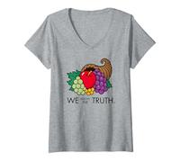 Femme Cornucopia Mandela Effect Conspiracy, Funny Loom 90's Logo T-Shirt avec Col en V