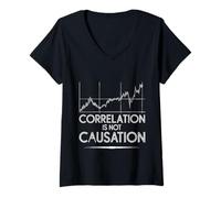 Femme Correlation is Not Causation Pensée de Sagesse Psychologue T-Shirt avec Col en V