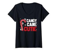 Femme Correspondance Amusante de Noël avec Candy Cane Cutie T-Shirt avec Col en V