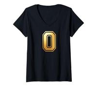 Femme Correspondance Graphique de 0 numéros zéro pour Les Sports d'équipe et Les universités T-Shirt avec Col en V