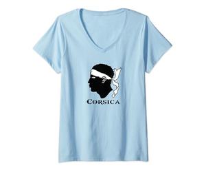 Femme Corse T-Shirt avec Col en V