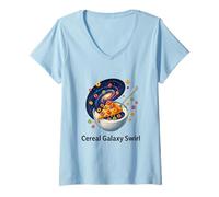 Femme Cosmic Céréales Galaxy Swirl Breakfast T-Shirt avec Col en V